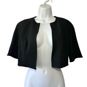 Carmen Marc Valvo Women’s Black Elegant Evening 100% Wool Bolero Jacket-Size 2